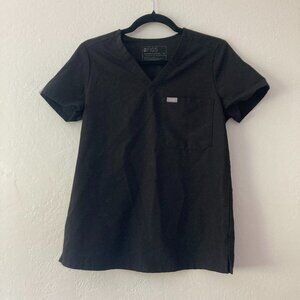 FIGS Catarina One Pocket Scrub Top Black V-Neck Classic Fit FW1000 Size XS